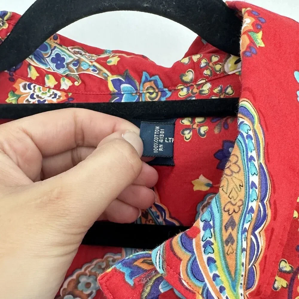 Ralph Lauren Red Paisley Casual Button Down Shirt - Picture 4 of 8